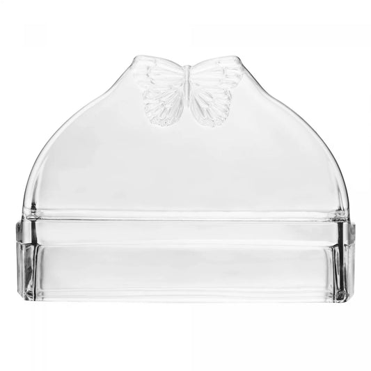 PORTA GUARDANAPOS DE VIDRO BUTTERFLY 13CM X 4CM X 9CM