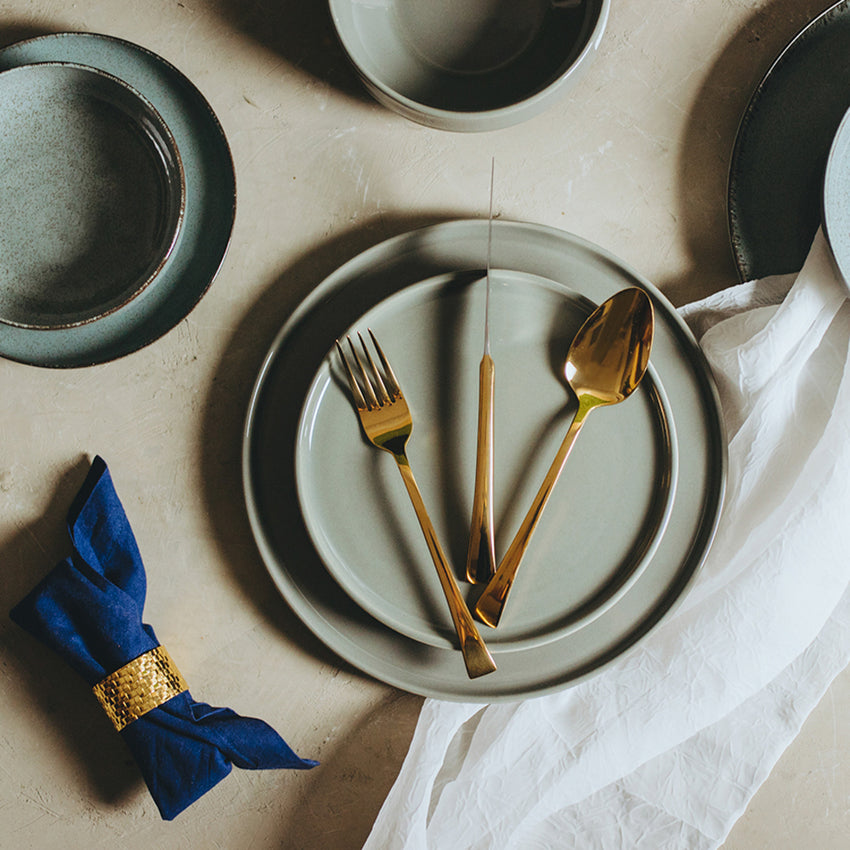 Faqueiro 30 Peças de Aço Inox Berna Dourado - DoceLar Loja