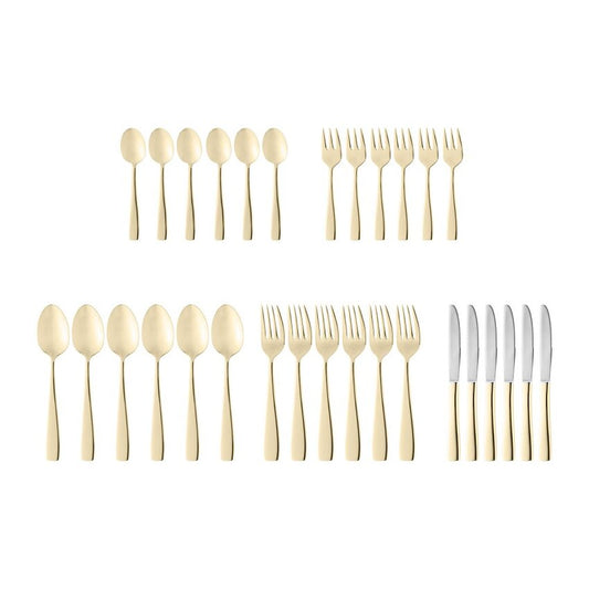 Faqueiro 30 Peças de Aço Inox Pisa Dourado - DoceLar Loja