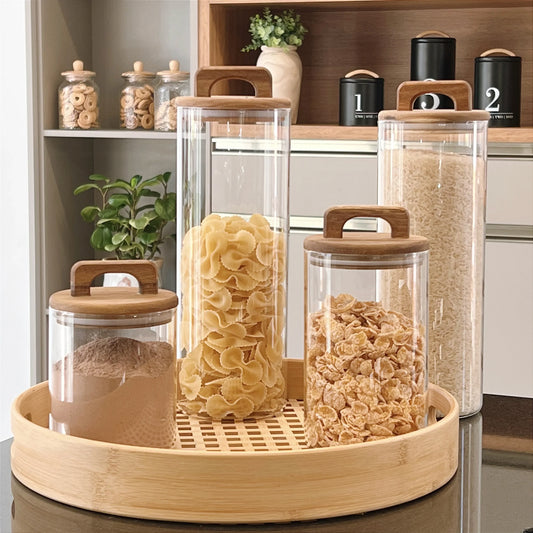 Porta Mantimento com Tampa em Bambu - DoceLar Loja