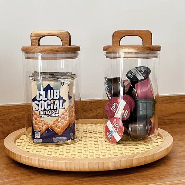 Porta Mantimento com Tampa em Bambu - DoceLar Loja