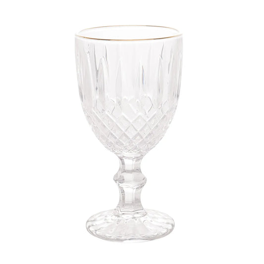 Cj 6 Taças para Água de Vidro com Fio Ouro Greek