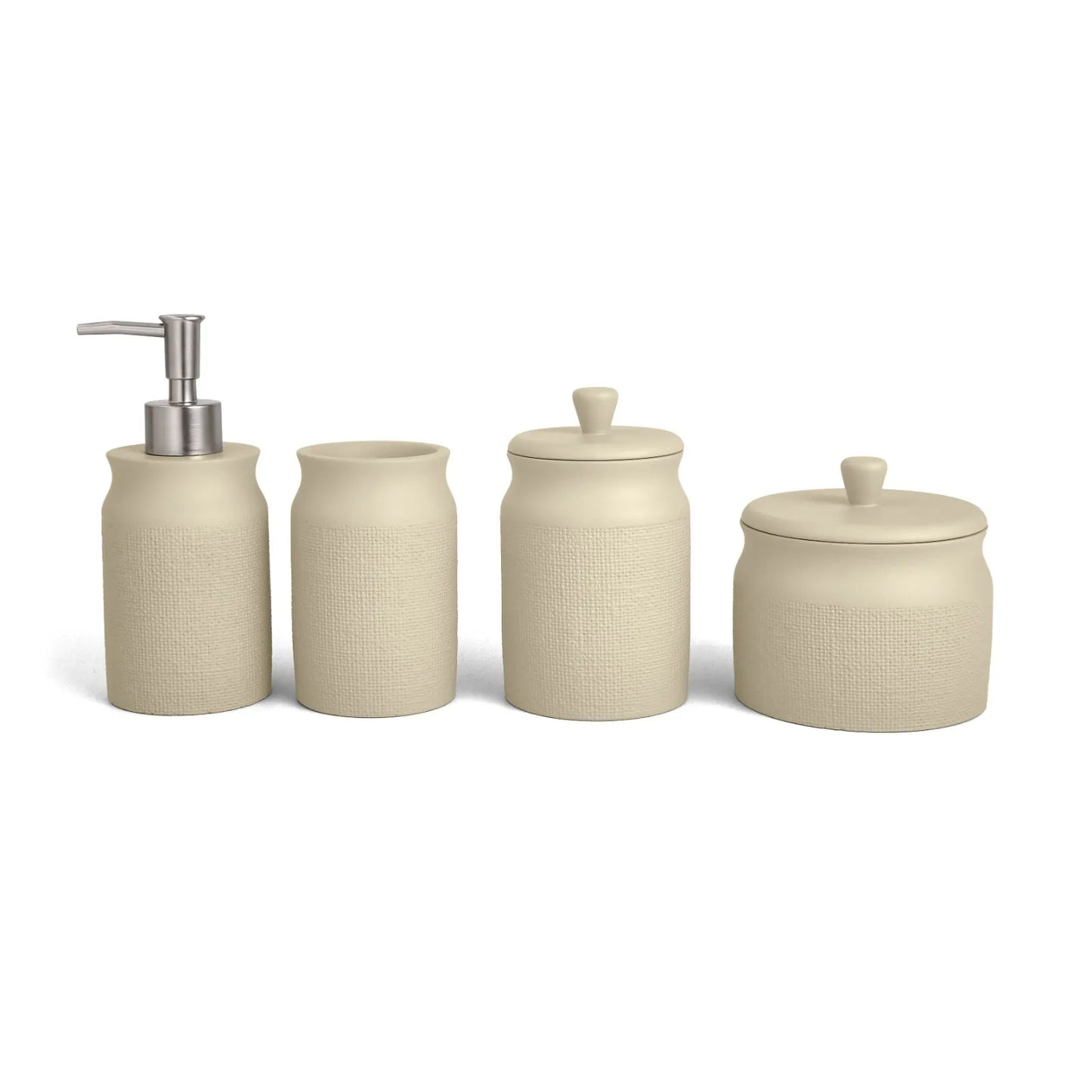 Kit para Banheiro em Cimento 4 Peças Bege