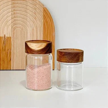 Porta Mantimento de Vidro com Tampa Bambu - DoceLar Loja