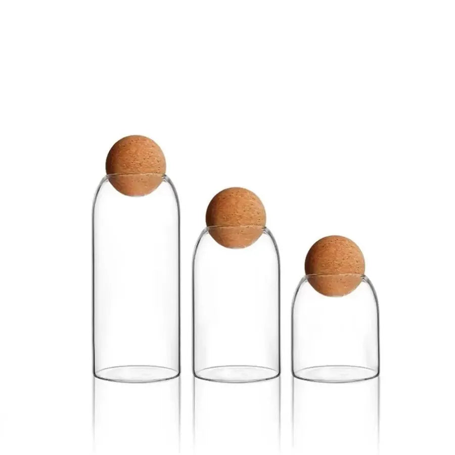 Pote Vidro Borossilicato com Tampa Esfera Rolha -G - DoceLar Loja