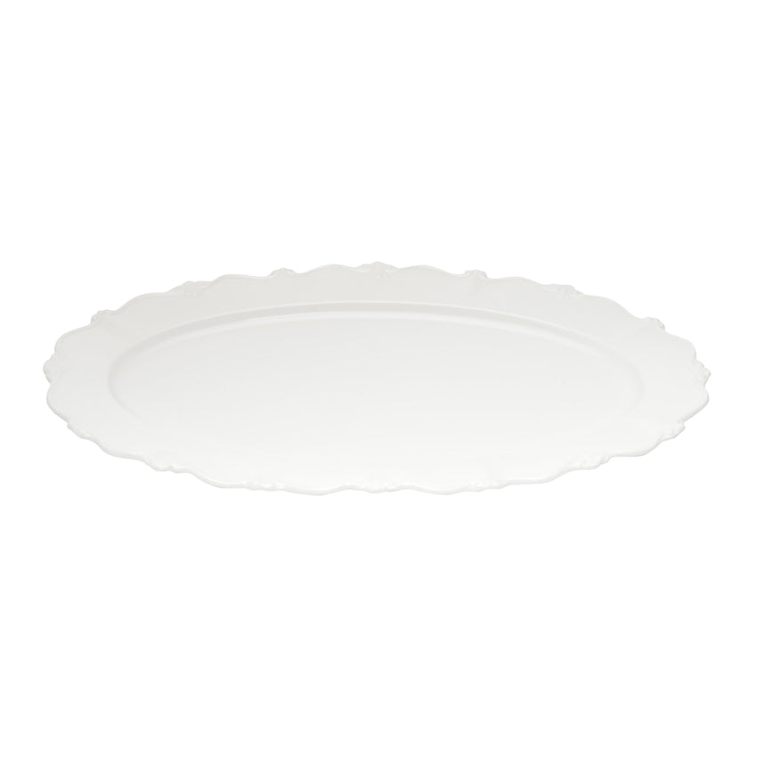 Travessa Oval de Porcelana Fancy Branco - DoceLar Loja
