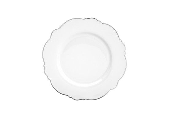 Cj 6 Pratos Sobremesa Maldivas Branco com Fio Prata - DoceLar Loja