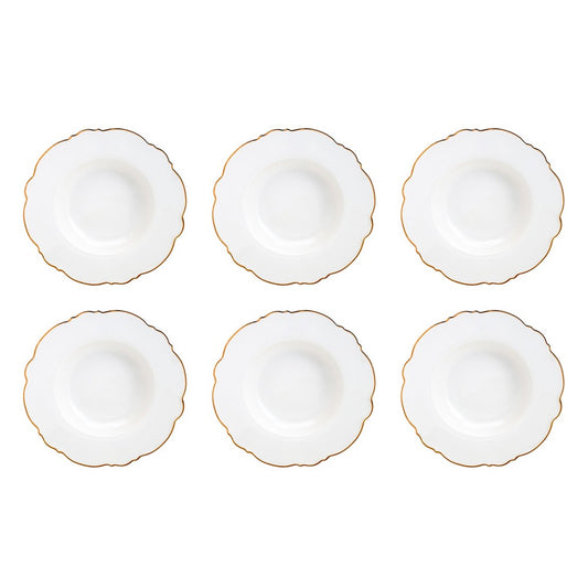 Cj 6 Pratos Fundos Maldivas Fio Dourado