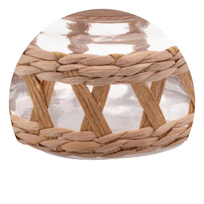 Pote de Vidro com Tampa de Madeira e Sisal-M - DoceLar Loja