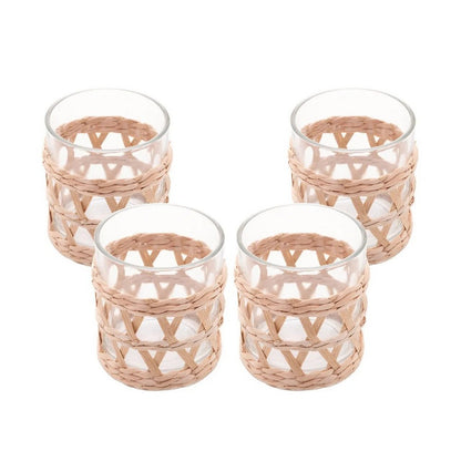 Conjunto 4 Copos Baixos com Sisal - DoceLar Loja