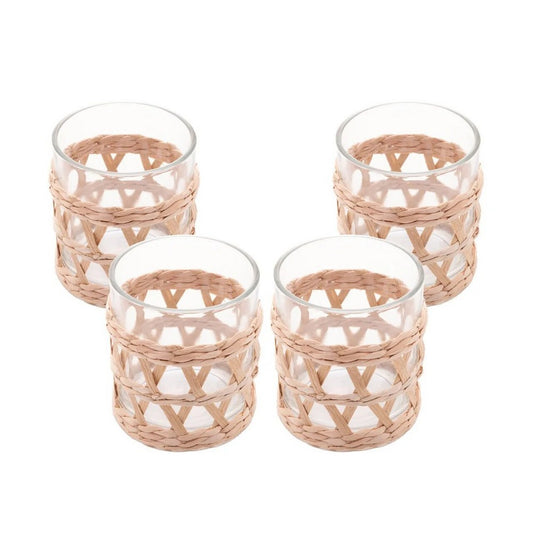 Conjunto 4 Copos Baixos com Sisal - DoceLar Loja