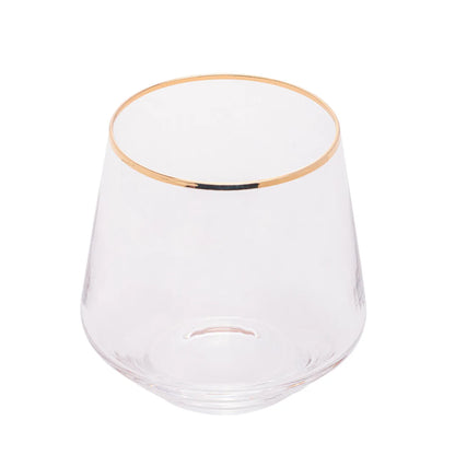 CJ 2 COPOS BAIXOS DE VIDRO C/ FIO DE OURO LINES 330ML