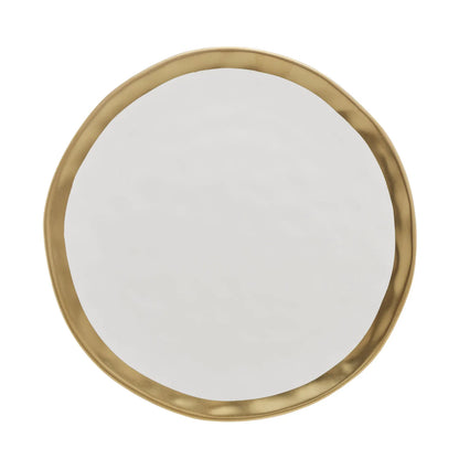 Prato Raso de Porcelana Branco e Dourado Dubai