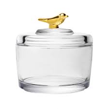 POTE COM TAMPA GOLDEN BIRD 7,5CM X 7CM X 8,5CM CRISTAL ECOLOGICO