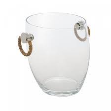 BALDE DE VIDRO COM ALCA EM SISAL NATURE 24,5x21,5x21,5cm