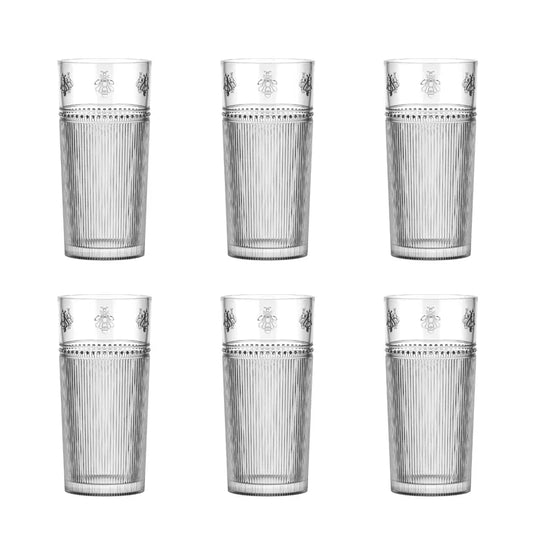 Jogo de 6 copos altos Abelha em vidro 350ml A15cm