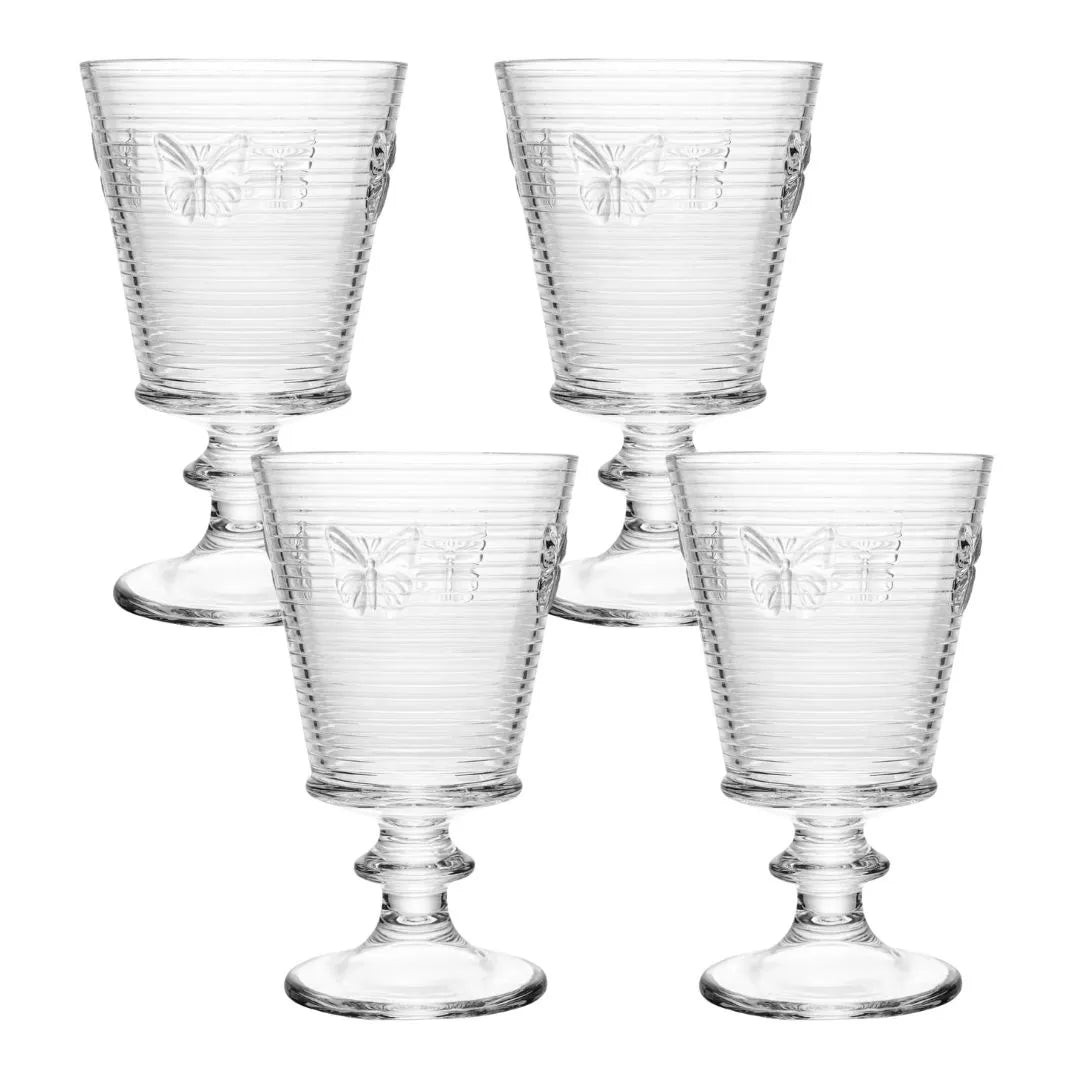 CJ 4 TACAS DE AGUA LINES BUTTERFLY 350ML VIDRO