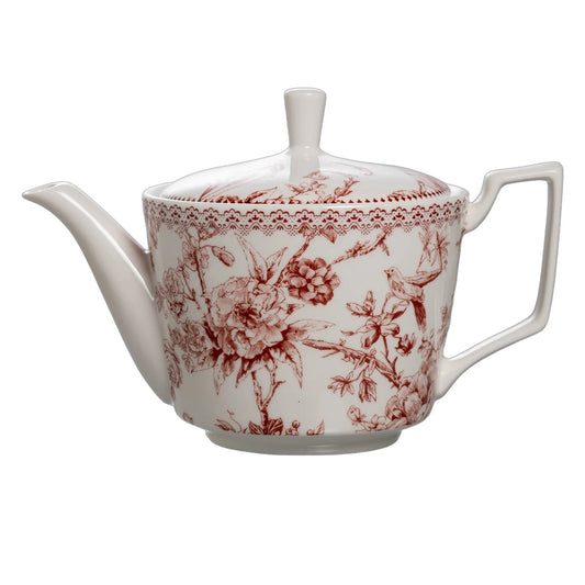 Bule de chá Hortênsia em new bone china 750ml A14cm bordô