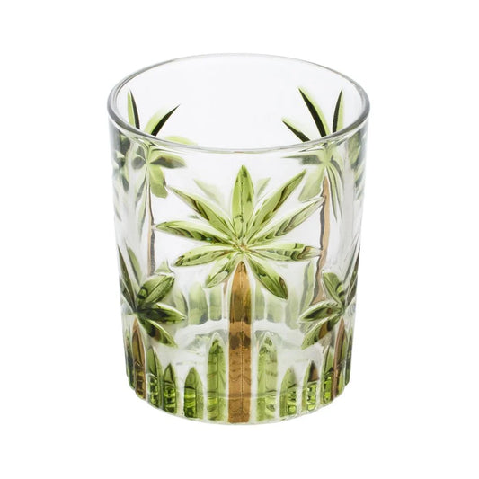 Cj 6 Copos Baixos de Cristal Palm Tree HandPaint - DoceLar Loja