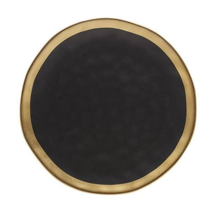 PRATO SOBREMESA DE PORCELANA PRETO E DOURADO DUBAI 21cm