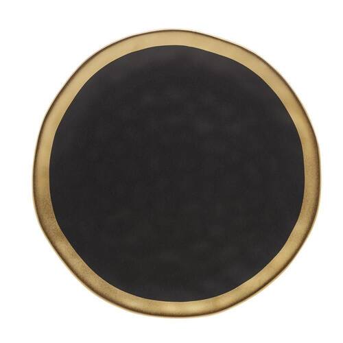 PRATO SOBREMESA DE PORCELANA PRETO E DOURADO DUBAI 21cm