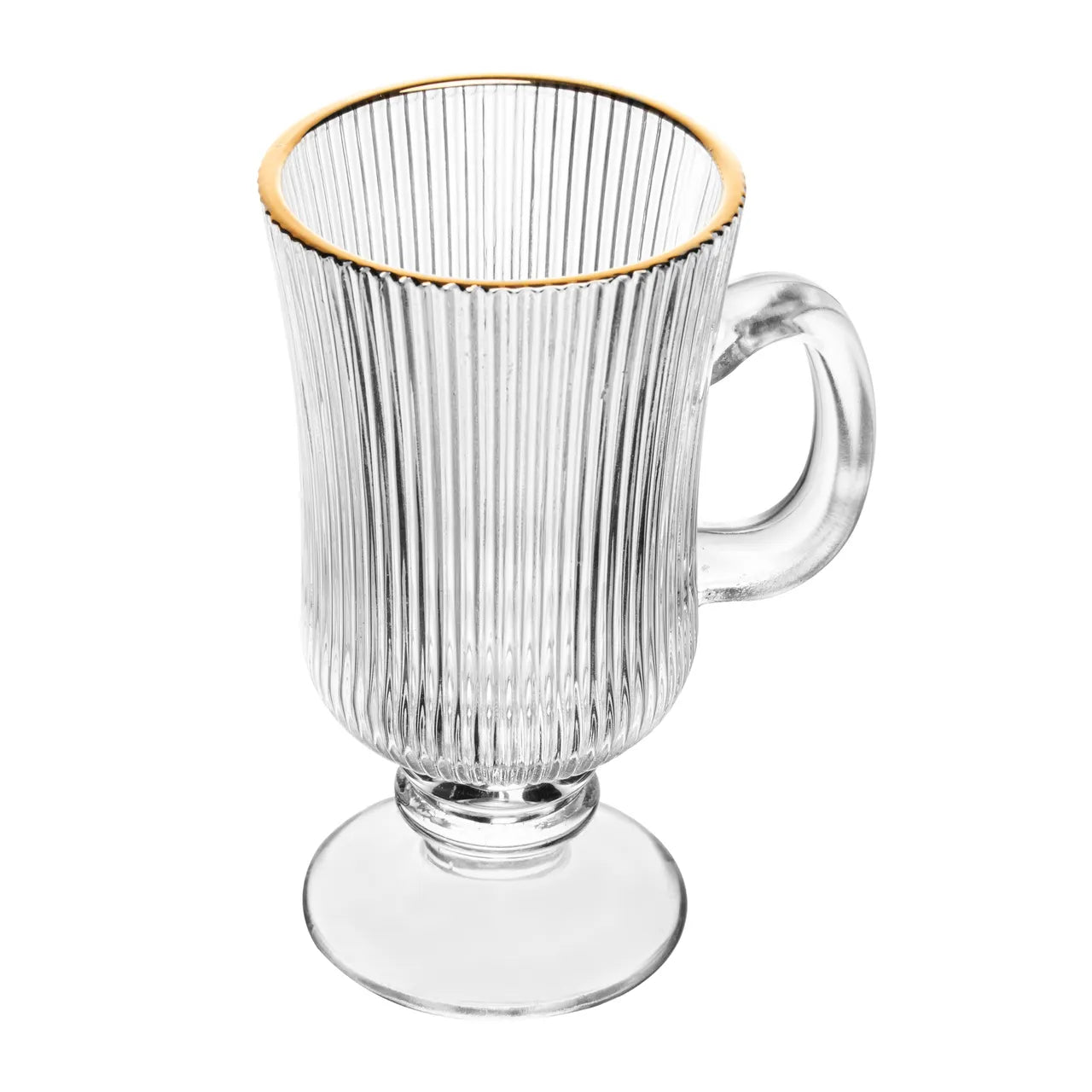 CJ 4 TACAS PARA CAPPUCCINO DE VIDRO COM FIO DE OURO LINES 240ML