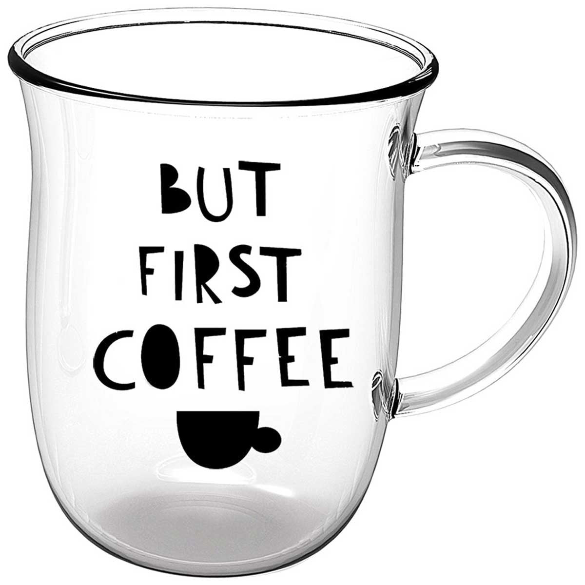 Jogo de 2 Xícaras Coffee Time em Vidro Borossilicato - DoceLar Loja