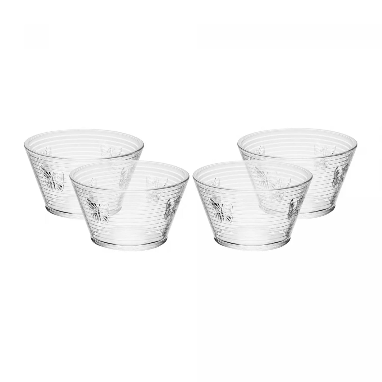 CJ 4 BOWLS LINES BUTTERFLY 10,5CM X 7CM X 6CM VIDRO