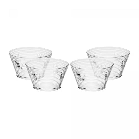 CJ 4 BOWLS LINES BUTTERFLY 10,5CM X 7CM X 6CM VIDRO