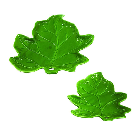 CJ de Pratos de Cerâmica Folhas 2Pçs