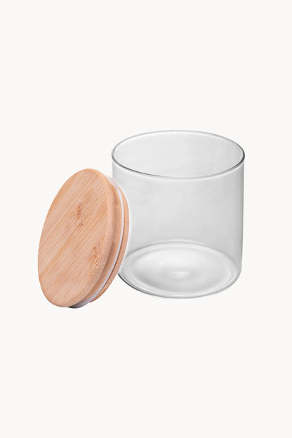 Cj 8 Potes Borossilicato com Tampa e Suporte Bambu