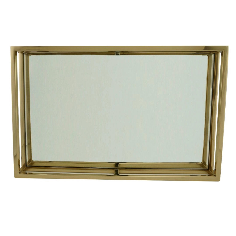 Bandeja Aço Inox com Espelho Dourada - DoceLar Loja