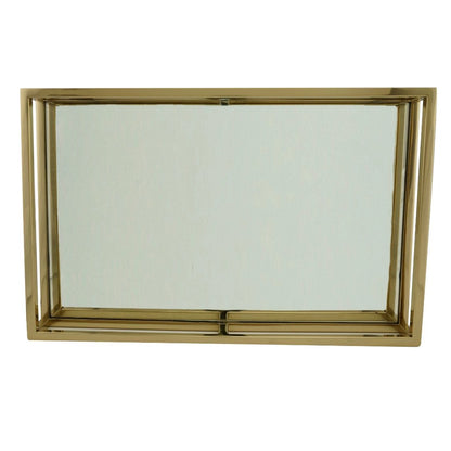 Bandeja Aço Inox com Espelho Dourada - DoceLar Loja