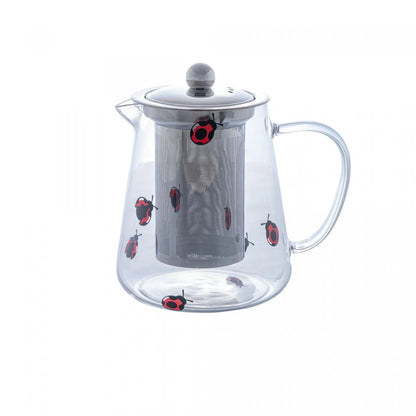 Chaleira de Vidro Borossilicato com Filtro de Aço Inox Ladybug 750ml - DoceLar Loja