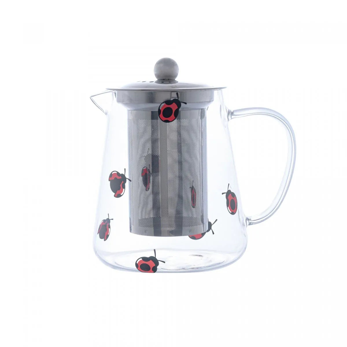 Chaleira de Vidro Borossilicato com Filtro de Aço Inox Ladybug 750ml - DoceLar Loja