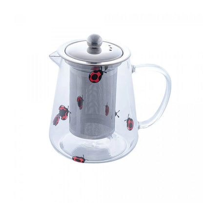 Chaleira de Vidro Borossilicato com Filtro de Aço Inox Ladybug 750ml - DoceLar Loja