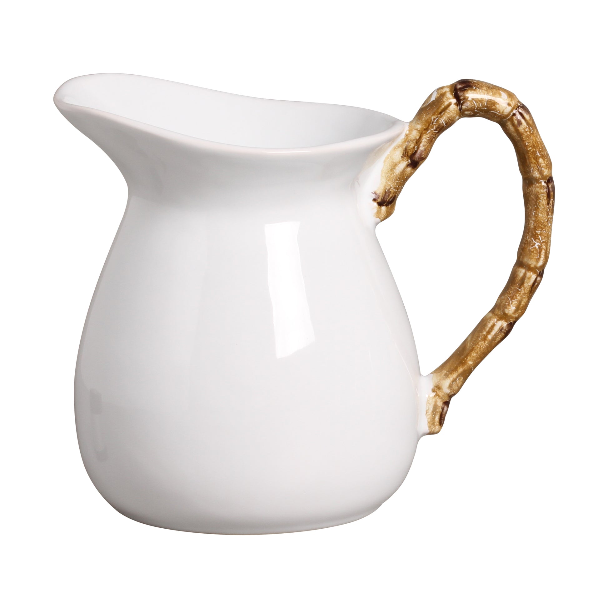 Jarra Grande de Cerâmica Branca - Bambu - DoceLar Loja