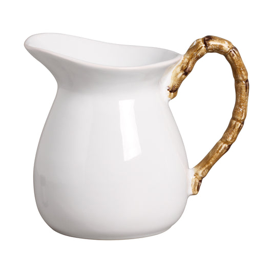 Jarra Grande de Cerâmica Branca - Bambu - DoceLar Loja