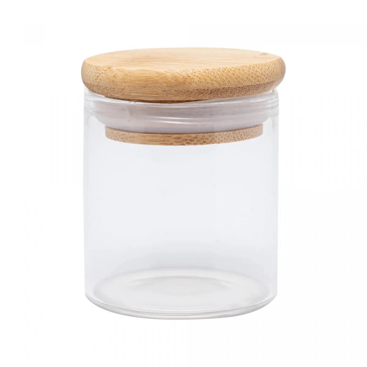 Porta Mantimento de Vidro Borossilicato com Tampa de Bambu 90ml - DoceLar Loja