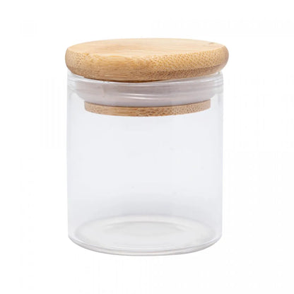 Porta Mantimento de Vidro Borossilicato com Tampa de Bambu 90ml - DoceLar Loja