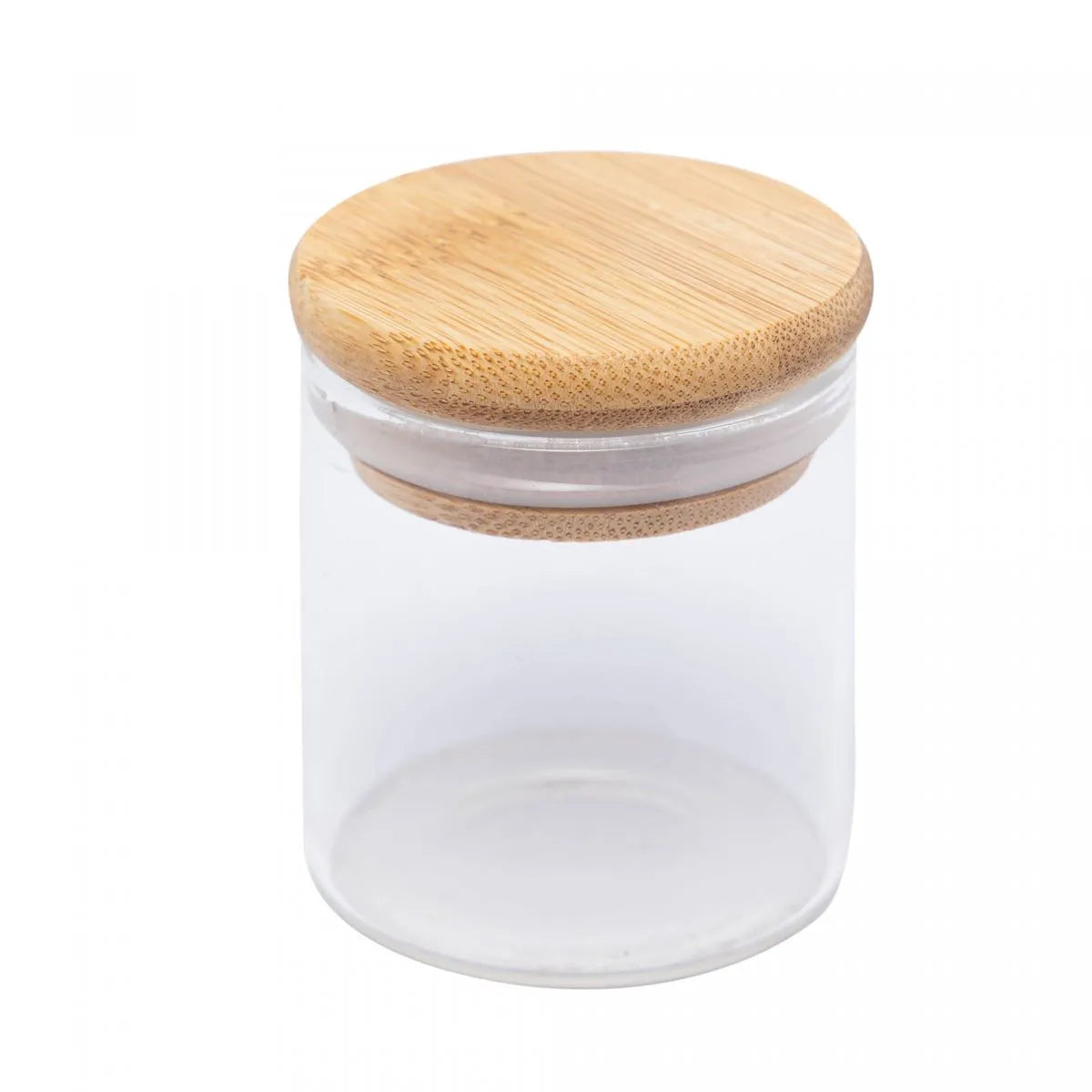 Porta Mantimento de Vidro Borossilicato com Tampa de Bambu 90ml - DoceLar Loja