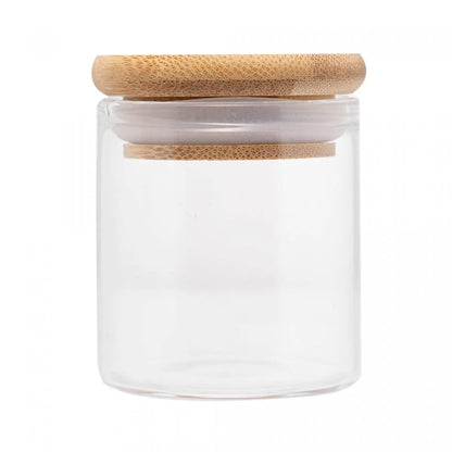 Porta Mantimento de Vidro Borossilicato com Tampa de Bambu 90ml - DoceLar Loja