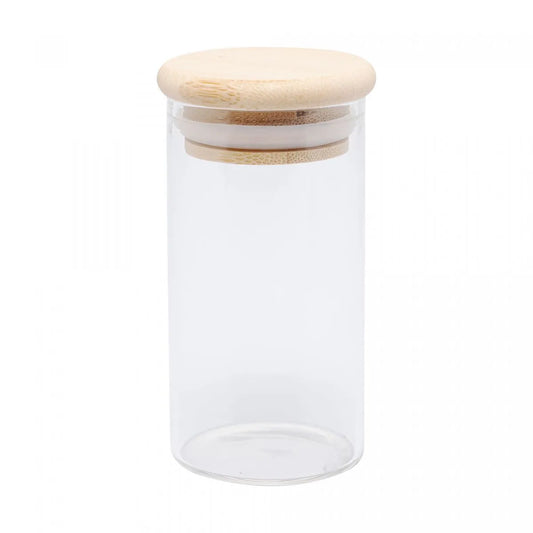 Porta Mantimento de Vidro Borossilicato com Tampa de Bambu 120ml - DoceLar Loja
