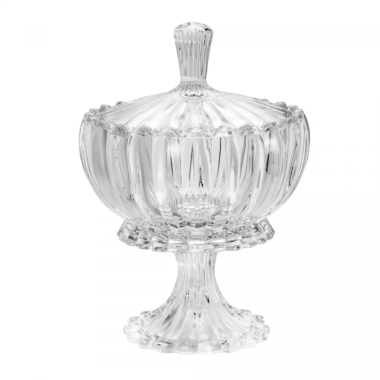 POTICHE DECORATIVO CRISTAL DE CHUMBO C/PE E TAMPA GENEVA 11X18CM