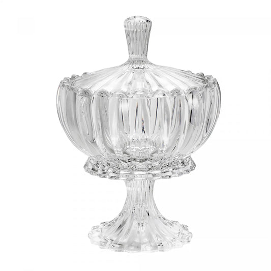POTICHE DECORATIVO CRISTAL DE CHUMBO C/PE E TAMPA GENEVA 11X18CM