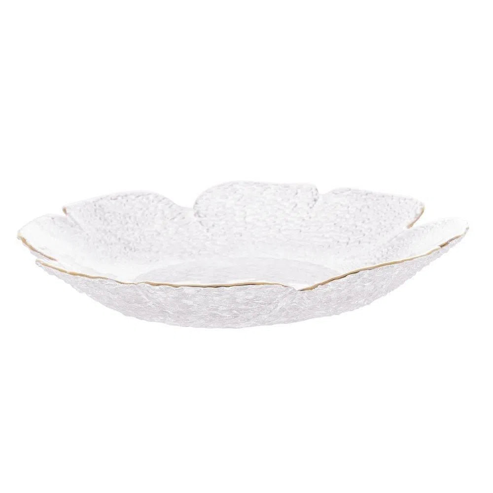 Bowl Cristal Martelado com Borda Dourada Taj Flor-G - DoceLar Loja