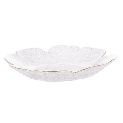 Bowl Cristal Martelado com Borda Dourada Taj Flor-G - DoceLar Loja