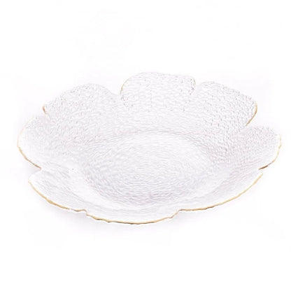 Bowl Cristal Martelado com Borda Dourada Taj Flor-G - DoceLar Loja