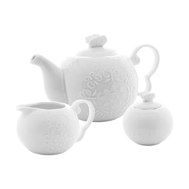 Jogo P/ Chá Butterfly 3 Peças Porcelana - DoceLar Loja