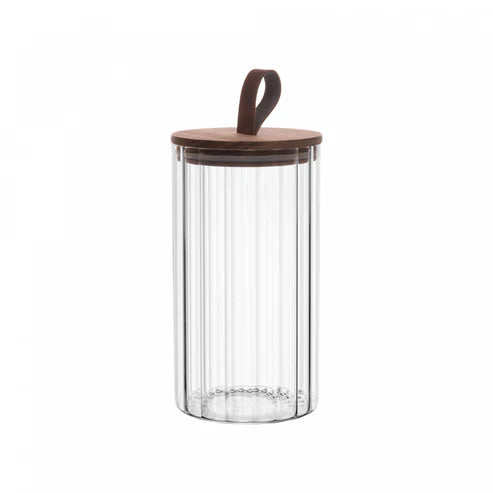 POTE DE VIDRO COM TAMPA DE ACACIA CLASSIC 880ML